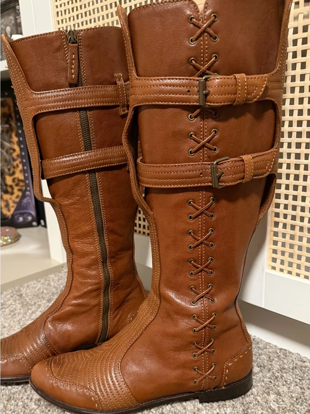 Alexander McQueen Vintage Tall Tan Leather boots Y2K